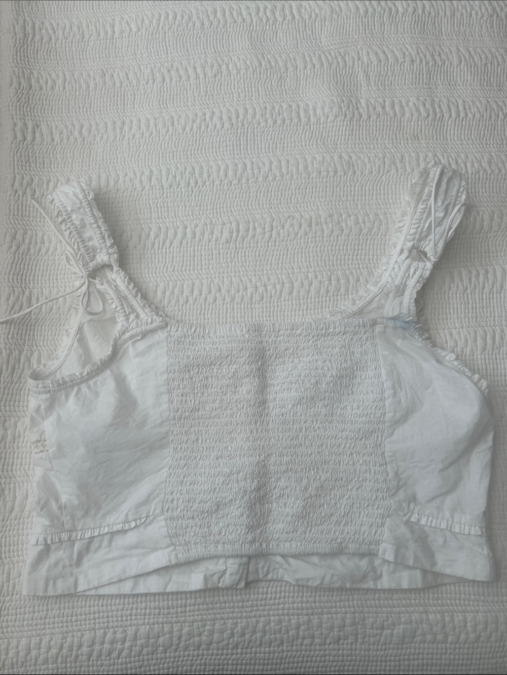 Free People White Smocked Tie-Shoulder Camisole - Picture 6 of 8